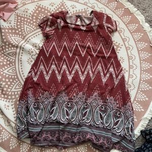 Burgundy Dress with Chevron and other details